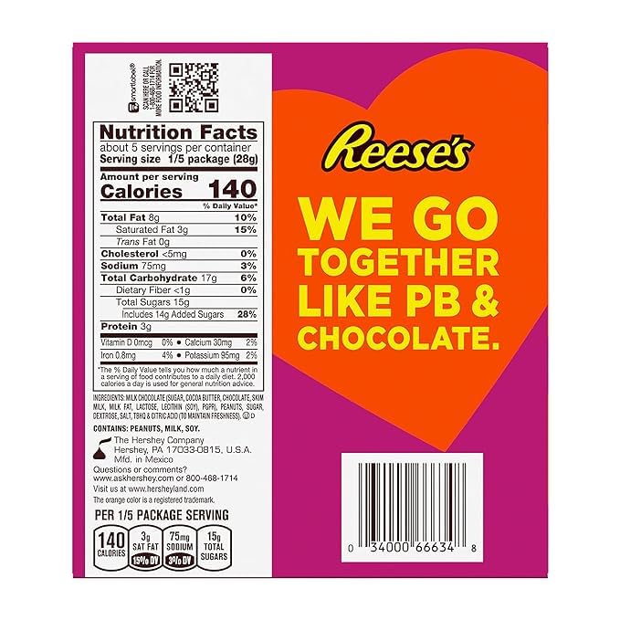 Miniatura 6 de Reese's - Caramelo de chocolate con leche y mantequilla de maní para el día de San Valentín, 4.97 oz5 onzas (paquete de 2) enviado desde Canadá