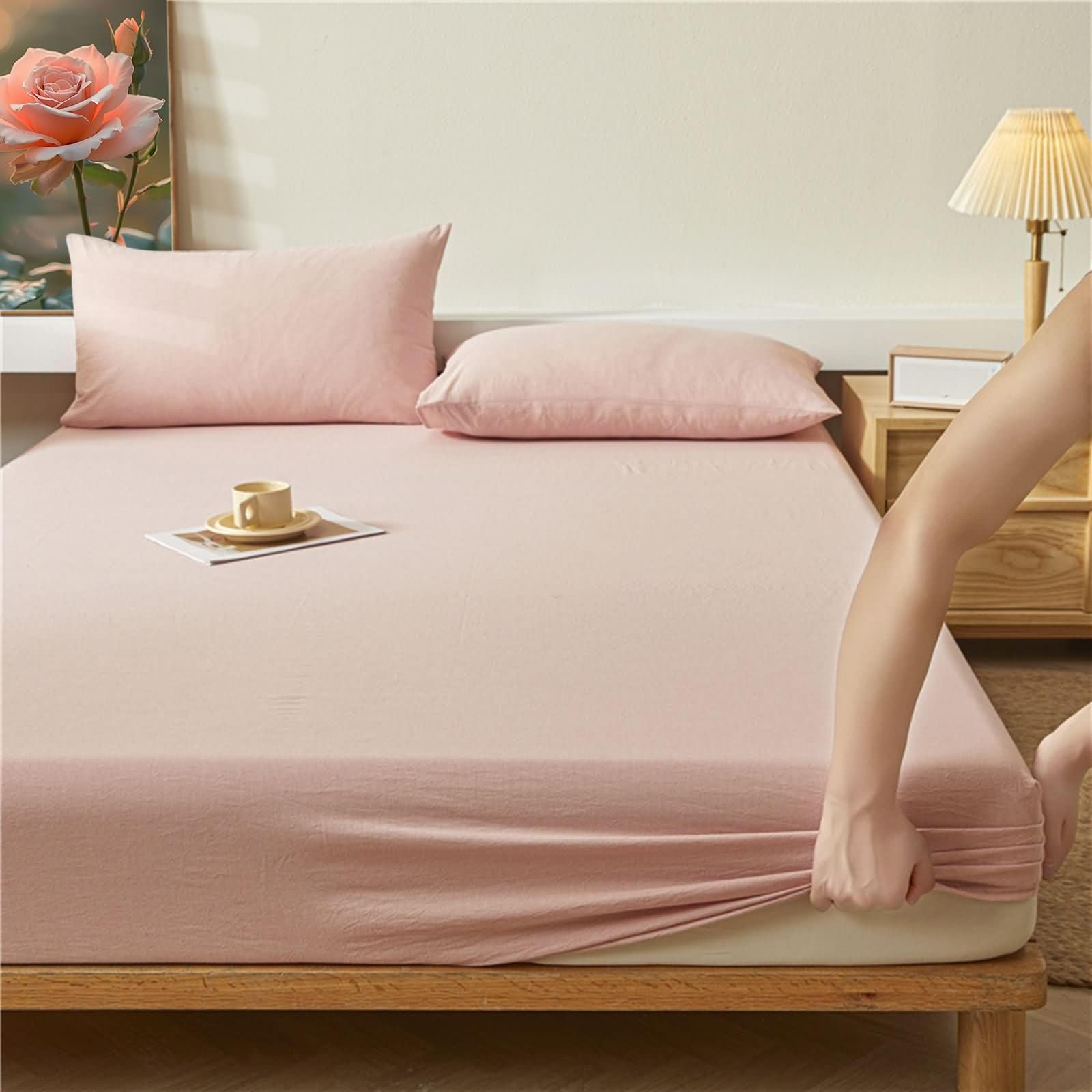 Drap housse 180x200 coton Beydodo grand bonnet pour lit 2 personnes