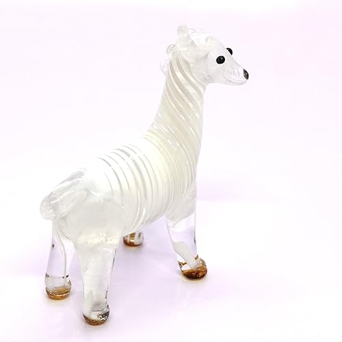 Miniatura 3 de Alpaca Tiny - Figuras artísticas de vidrio soplado a mano en miniatura de animales, regalo coleccionable para decoración del hogar (blanco)