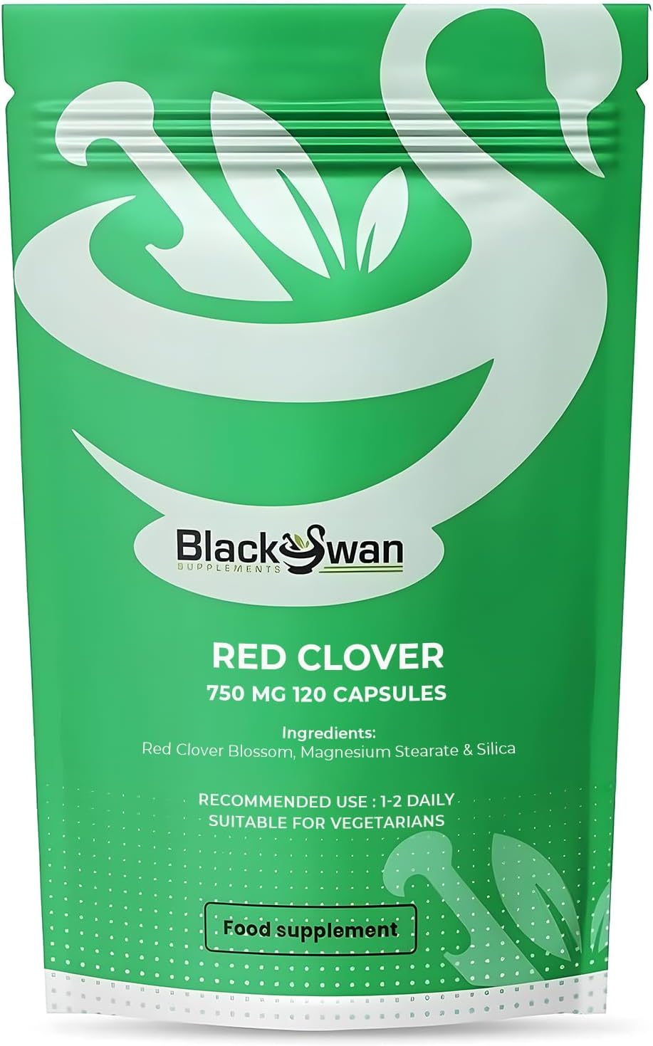 Black Swan Red Clover Capsules – 750mg Menopause & Hormonal Health Support Skin Bone Health Anti Inflammatory Natural Vegan Supplement – 120 Capsules 4 Month Supply