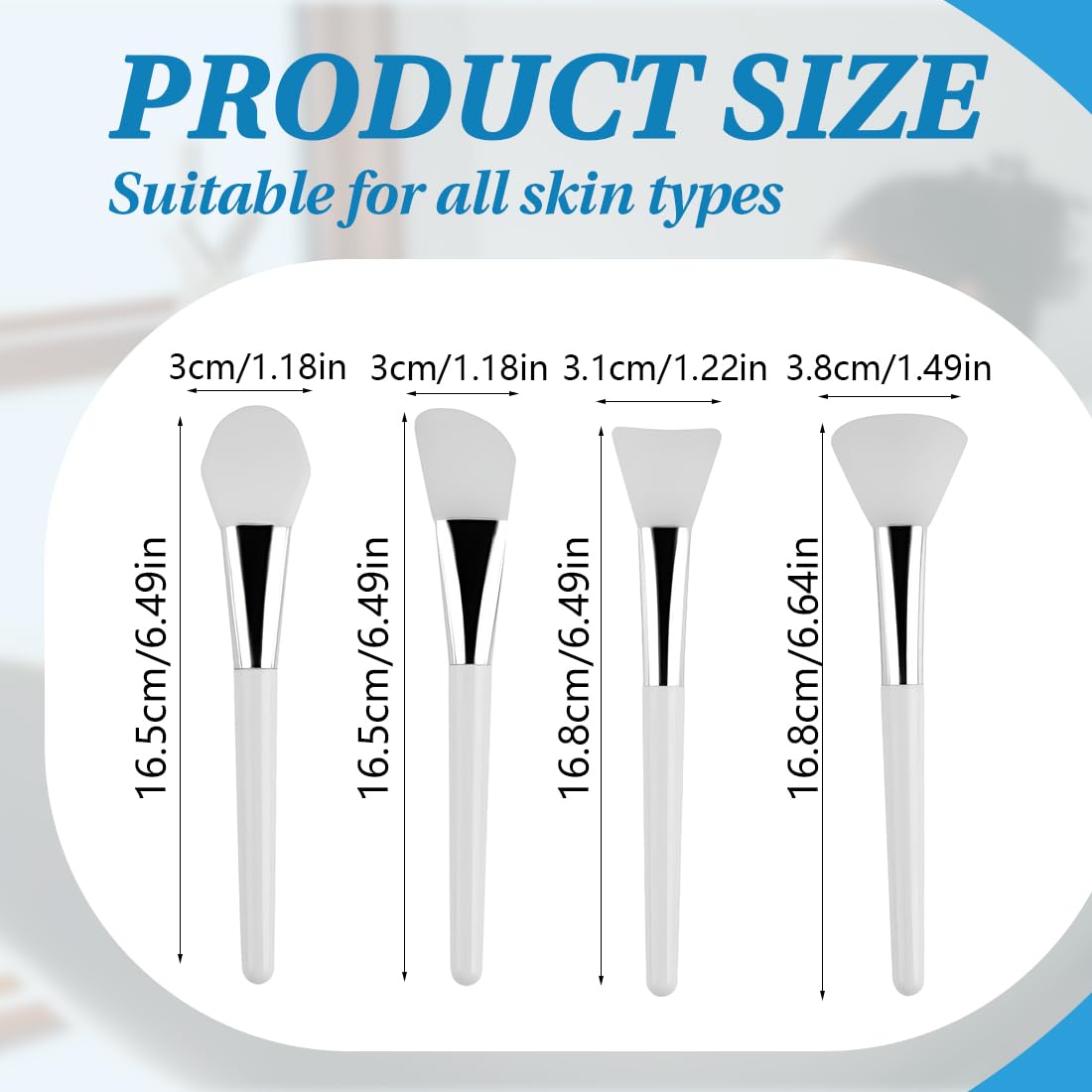 Set di 4 Pennelli per Maschere, Pennello per Maschere in Silicone, Adatto per Maschere, Maschere per Occhi, Sieri, Maschere Detergenti o Prodotti di Cura della Pelle Fai da Te