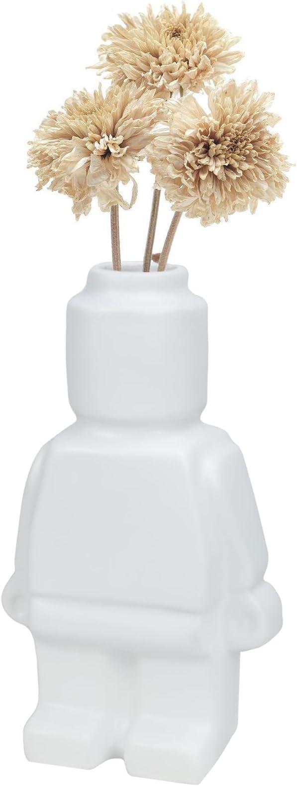 Cute Building Vase for Flower Bouquet Decoration Cool Resin Building Blocks Flower Container for Unique Living Room Table Decor (White People)