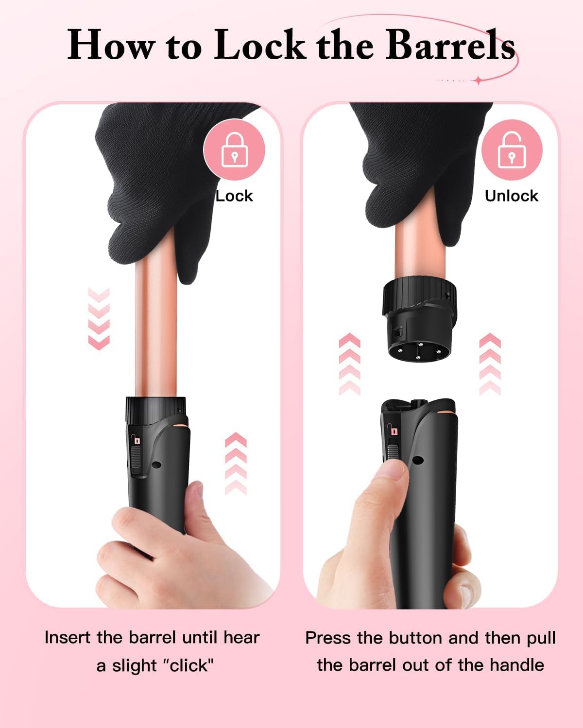 BESTOPE PRO Rizador de Pelo 5 en 1 con 3 Barriles Intercambiables – Ondas Grandes, Calentamiento Rápido, Ajuste de Temperatura, Tecnología Iónica, Guante Térmico y 2 Pinzas – Oro Rosa
