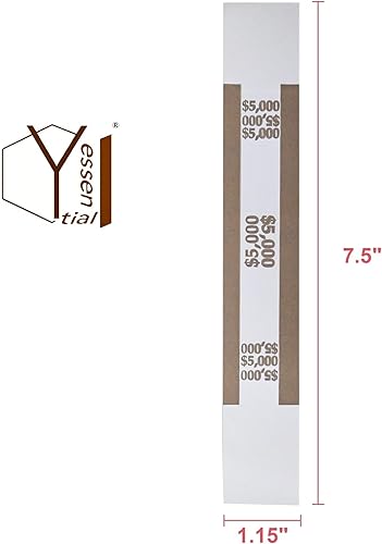 Miniatura 10 de Bandas de divisa para envoltura de billetes, tiras autoadhesivas de dinero para organizar facturas, colores estándar ABA, 7.5 x 1.15 pulgadas