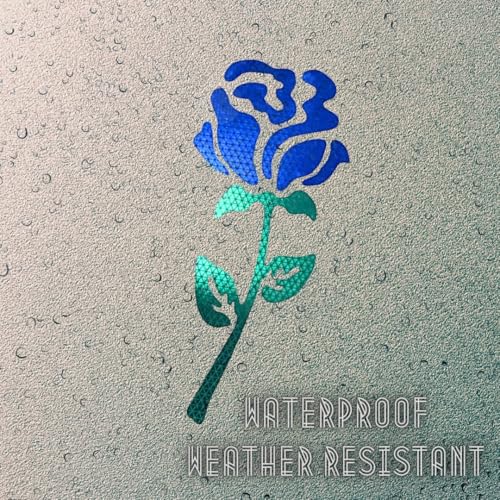 Image of High-Intensity Grade Reflective Rose Car Decal, Customizable, Multiple Colors and Size Options, Blue, 10inches
