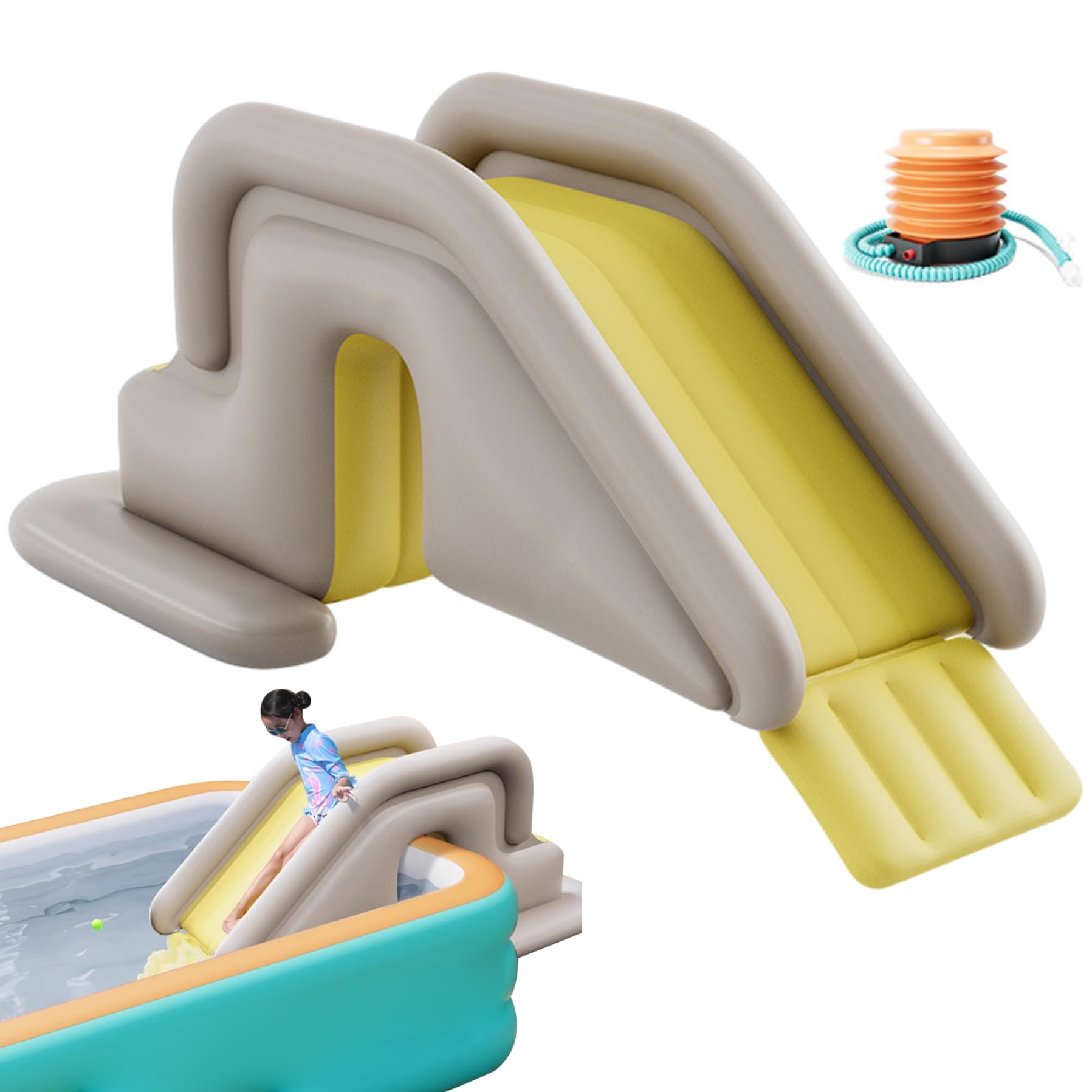 Poolrutsche, 78, 7 x 31, 5 x 33, 5 Zoll PVC PVC aufblasbare Wasserrutsche mit Luftpumpe für Außen-, Innen-, Garten, Garten, Grün