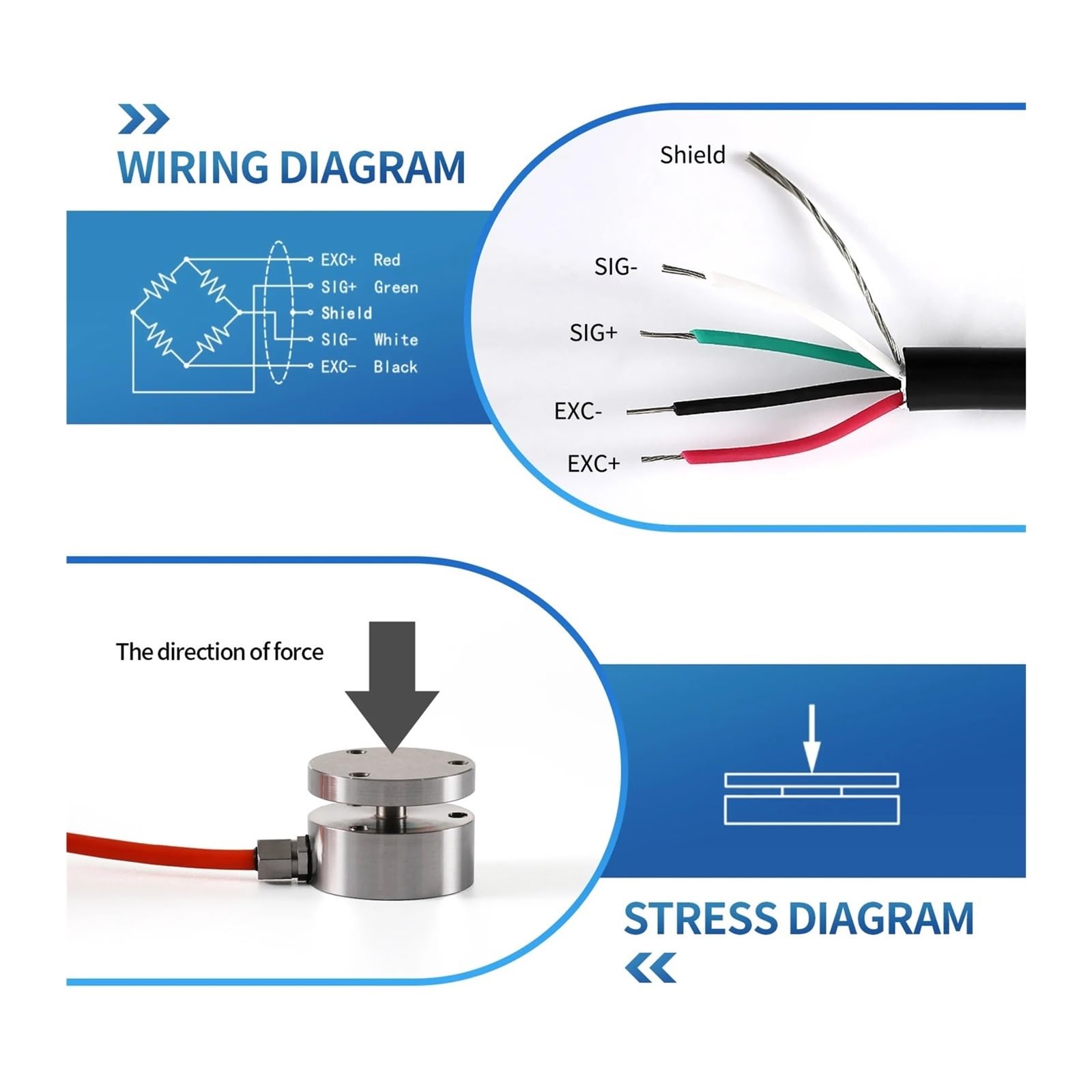 Wägezellensensor, Digitaler Wägezellen-Gewichtssensor, Spannungs-/Kompressionskraftsensor mit Signalgeber und Anzeige, Gewichtsdruck, 20 kg – 2000 kg zur Messung von Kraft, Druck, Verschiebung und Deh