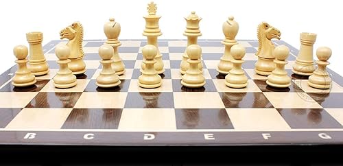 Miniatura 4 de House of Chess - Juego de ajedrez Ringy Rosewood/Boj Galaxy Staunton de 3" (76 mm) con tablero de madera de wengué de 15" x 15" + 2 reinas