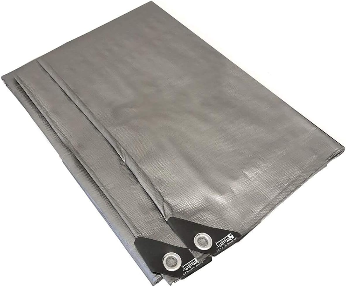 10 Mil Waterproof Silver Tarp H.D. Reinforced Corners (Industrial Quality) (12'x16')