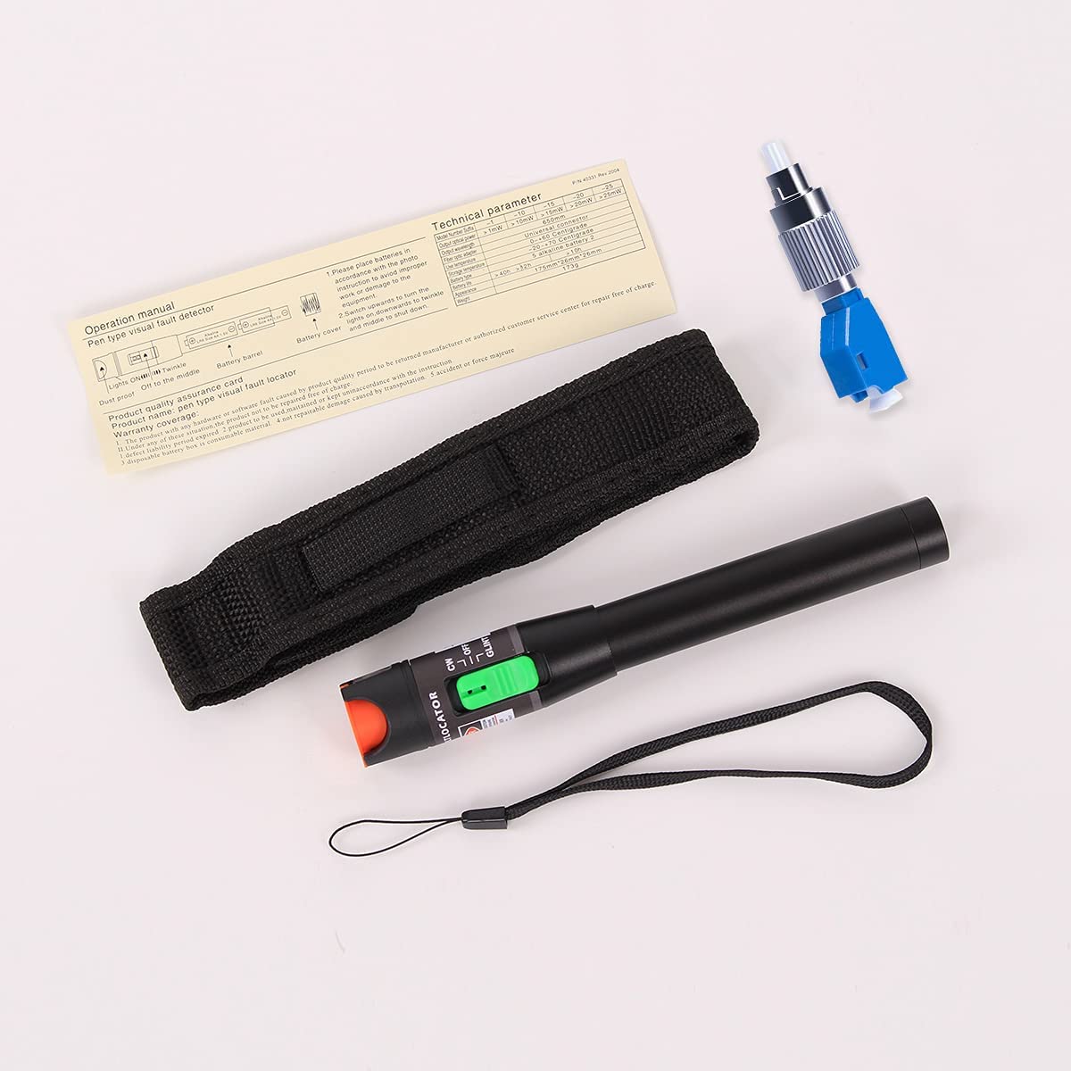 2 Stück Visueller Fehlerlokalisator 30 km, VFL Testkit enthält Single Mode 9/125μm FC Stecker auf LC Buchse Adapter, Glasfaserlichtstift-Tester zur Prüfung von Glasfasernetzkabeln