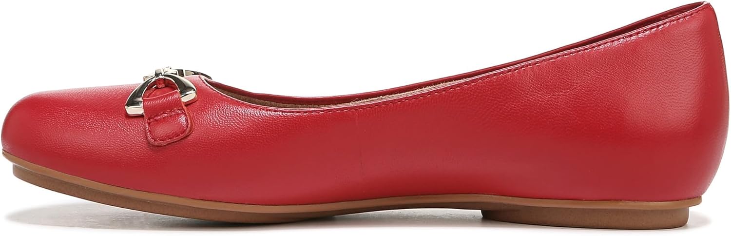Naturalizer Womens Maxwell-Bit Chain Detail Round Toe Slip On Ballet Flats Crimson Red Leather 8.5 M