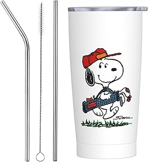 車用コップ スヌーピー カーカップ 車用タンブラー 水筒 魔法瓶 蓋付き ストロー&ストローブラシ付き 600ml ステンレス製 大容量 二重構造 漏れ防止 贈り物