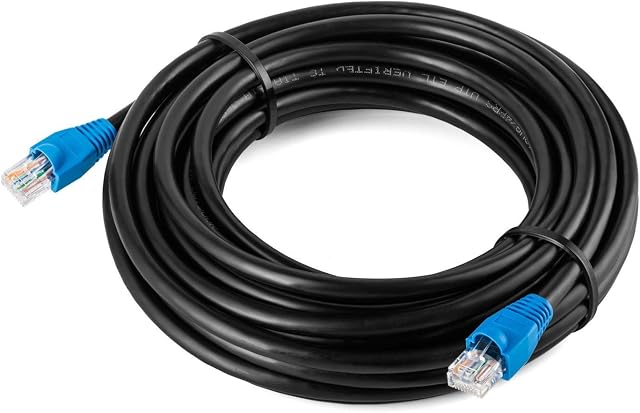 Multi-cable Networking 20m Cat5E outdoor Direct Burial Ethernet Cable with RJ-45 Plug - FTP - CCA - Black - 20 meter