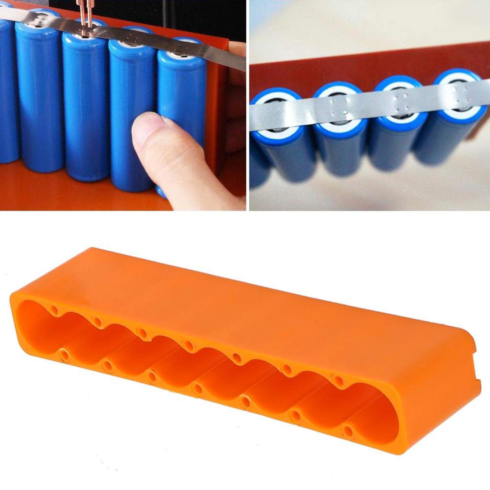 Yuecoom 2PCS Battery Welding Clamp, Battery Station Adjustable Battery Pack Holder Welding Fixing Accessory Spot Battery Holder Mounting Jig Accessory Industrial Plastic Battery Container(8 Sections)
