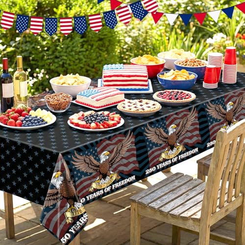 Image of Labeol 3 Pack 250th Anniversary Tablecloth Patriotic 1776-2026 USA Decorations for July 4th Independence Day for Rectangular Table, 108 inch L x 54 inch W