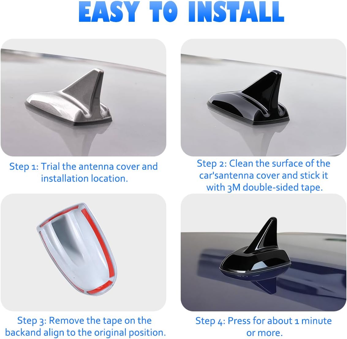 Car Shark Fin Antenna Cover Roof Aerial Compatible with Maserati Ghibli Quattroporte 2017-2024 Vehicle Shark Fin Shape Cover,Auto Cars Antenna Accessories (Black)