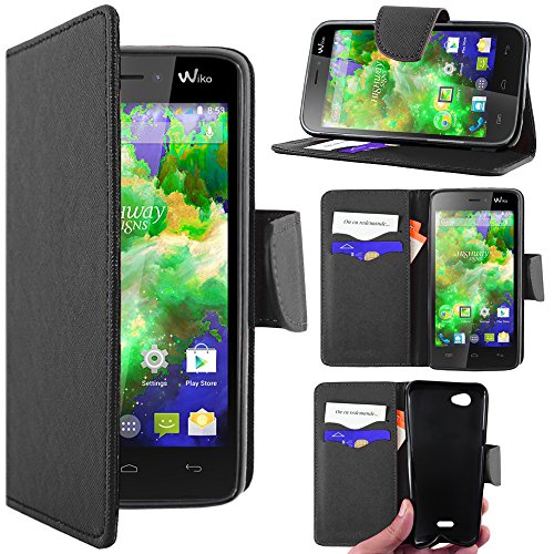 ebestStar - Coque Compatible avec Wiko Highway Signs Etui PU Cuir Housse Portefeuille Porte-Cartes Support Stand, Noir [Appareil: 138 x 68 x 7.6mm, 4.7'']