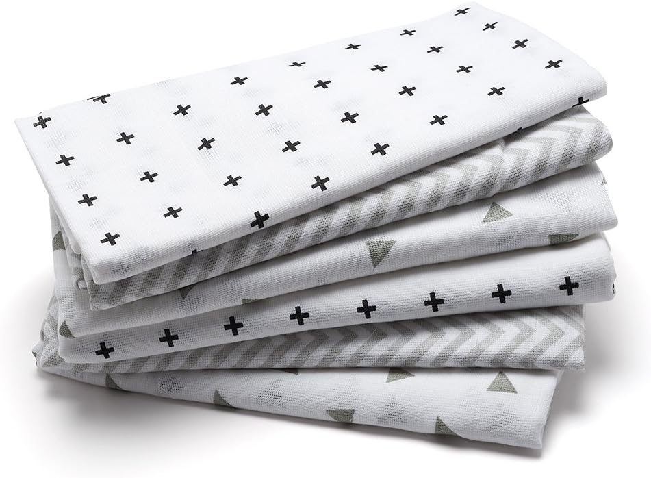 Lovjoy 100% Cotton Muslin Squares, Prints (70 x 70 cm) - Pack of 6