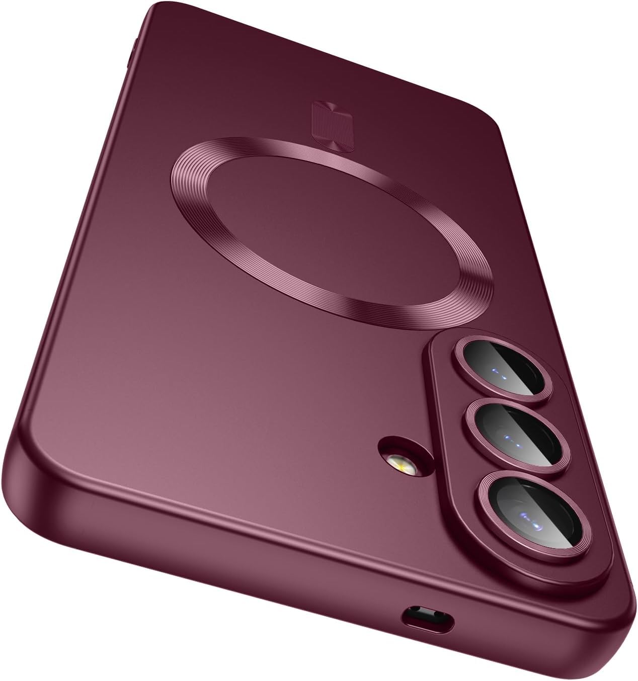 DIZORO Compatible with Samsung S26 Case, Compatible with Mag Safe, Matte Luxury Metallic Luster Flexible TPU Wireless Charging Shockproof Case with Camera Protector (Wine)-image-46