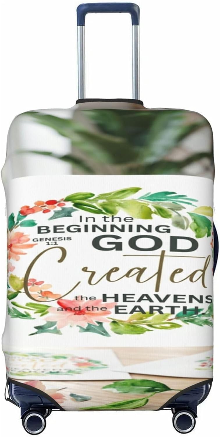 Elastic Luggage Cover Suitcase Protector with Genesis Floral Print for Travel Baggage gift ideas for parents