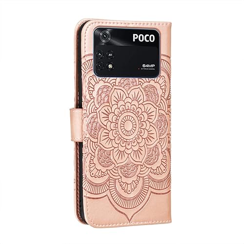 Miniatura 3 de LEMAXELERS Funda para Xiaomi Poco M4 Pro 4G con diseño de mandala en relieve de piel sintética con tapa tipo libro y ranura para tarjeta, funda de