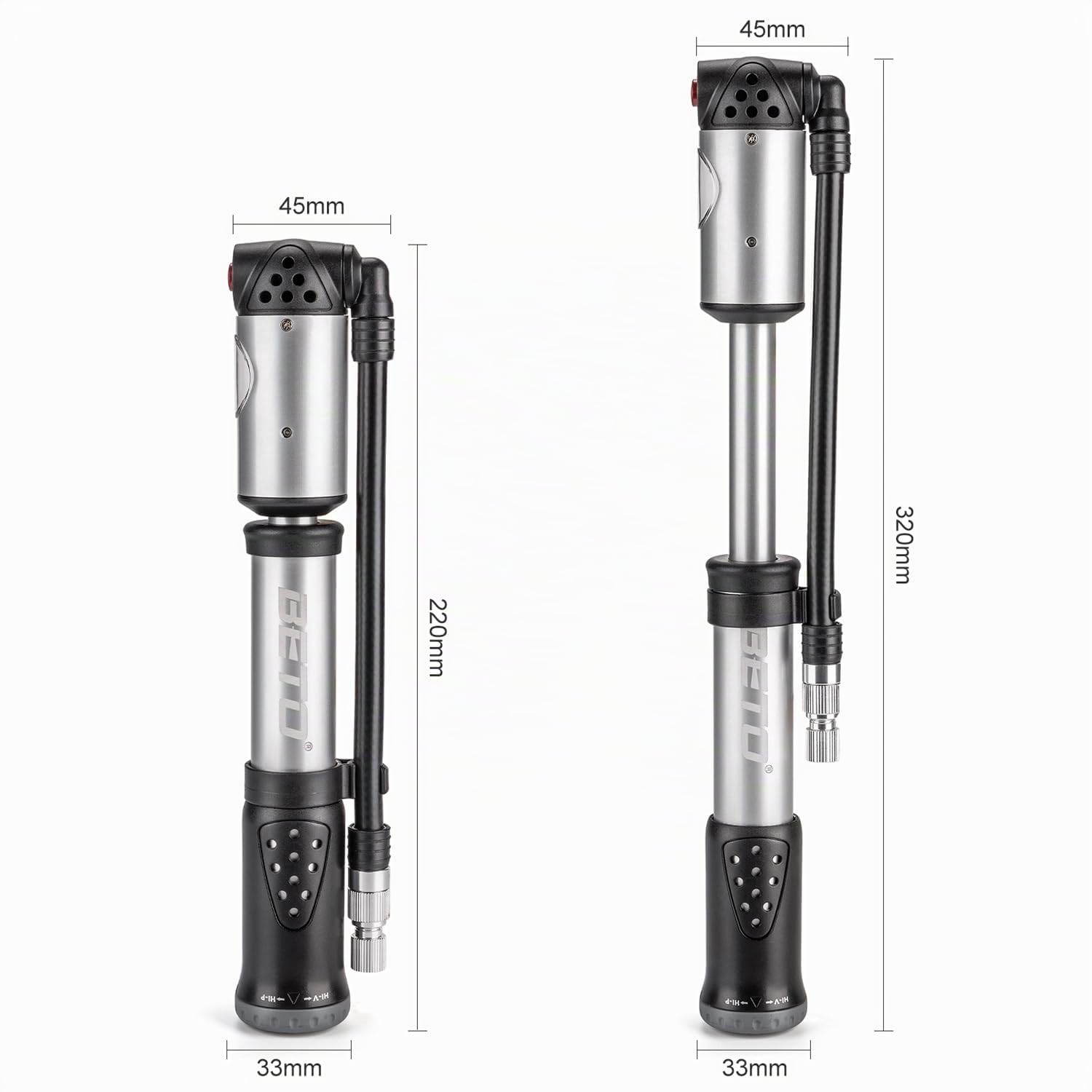 beto fahrradpumpen Mini Fahrradpumpe mit Presta/Schrader Ventile,300PSI Fahrrad Luftpumpe HI-P/HI-V Dualmondus für Rennrad, Mountainbike, BMX-Silber Sport & Freizeit Style:Ebike Only Rezept für Zitronenzucker Category:E Bike City / Urban_FUXON R Glow EB