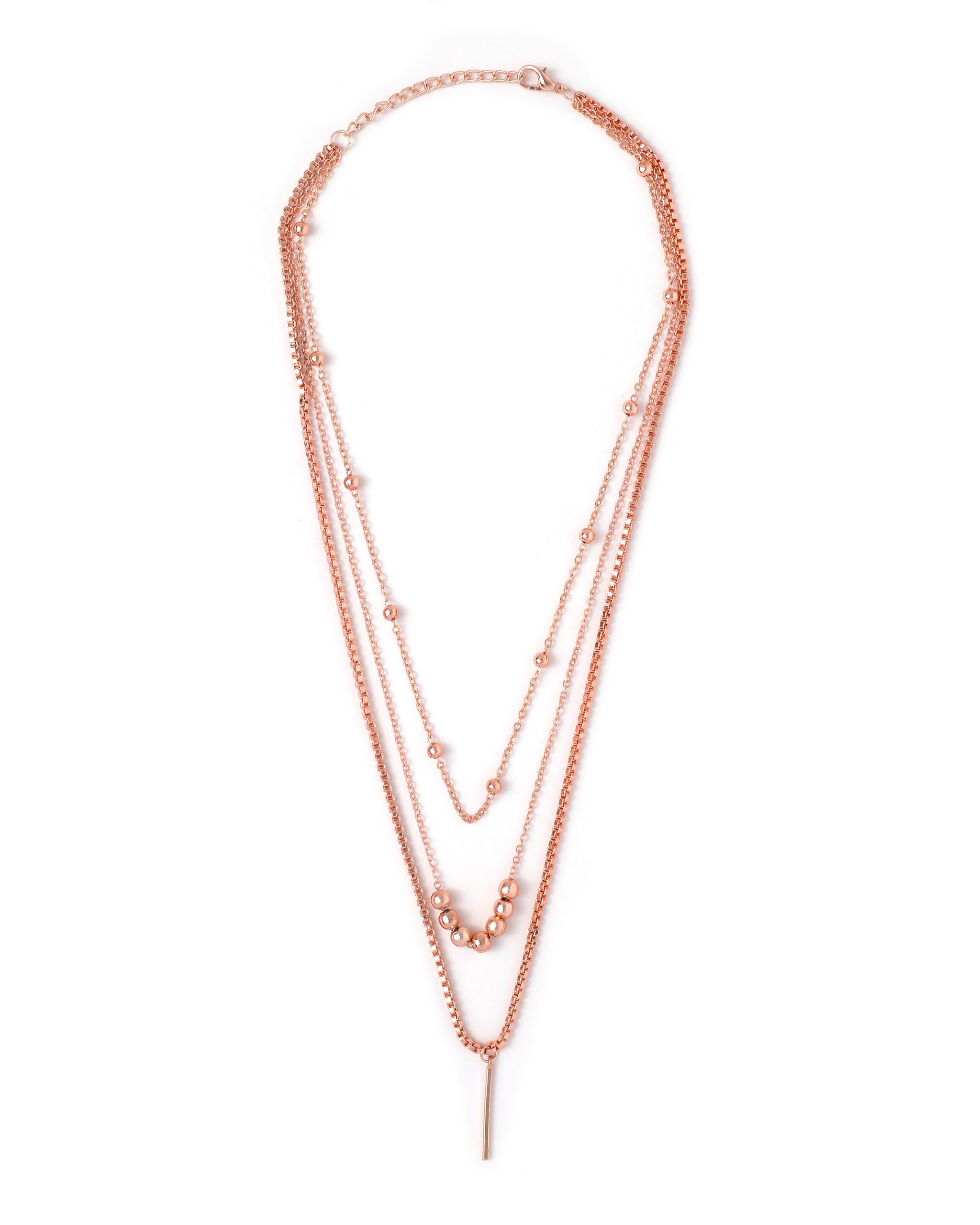 CIERRA Belchar Chain Hanging Golden Boll and Stick 3 Layered Rose Gold Plated Necklace Set For Women and Girls (B0CKQZSWRH) Amazon Price History, Amazon Price Tracker