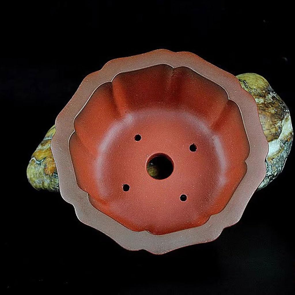 TEESONG 植木鉢 屋内植木鉢 植木鉢 紫粘土 盆栽プランター ハンドメイド ホイール フラワー型 プランター グリーン 植木鉢