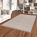 kelim teppich günstig Material: 100 % Baumwolle Pergamon Baumwolle Natur Kelim Teppich Sandy Beige Grau Stripes in 7 Größen
