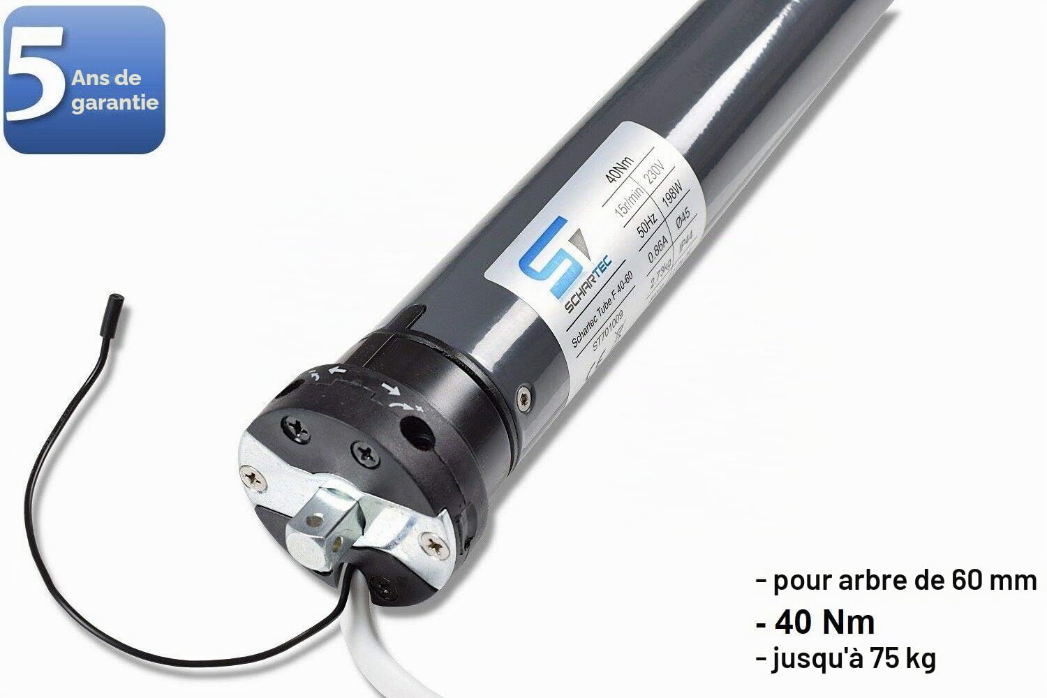 SCHARTEC Moteur Tubulaire Sans Fil Pour Volet Roulant - Avec Télécommande et Interrupteur - Commande 40 et 60 mm