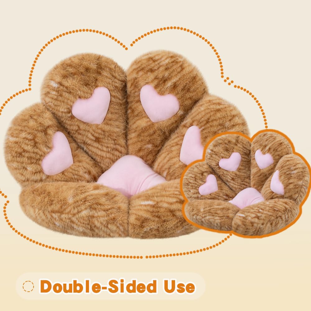 MOONBEEKI Cat Paw Cushion Chair Comfy Kawaii Plush Seat Cushions Shape Lazy Pillow for Gamer Chair 28"x 24" Cozy Floor Cute Seat Kawaii for Girl Worker Gift, Dining Room Bedroom Decorate Black: Creamy Yellow 28 inch