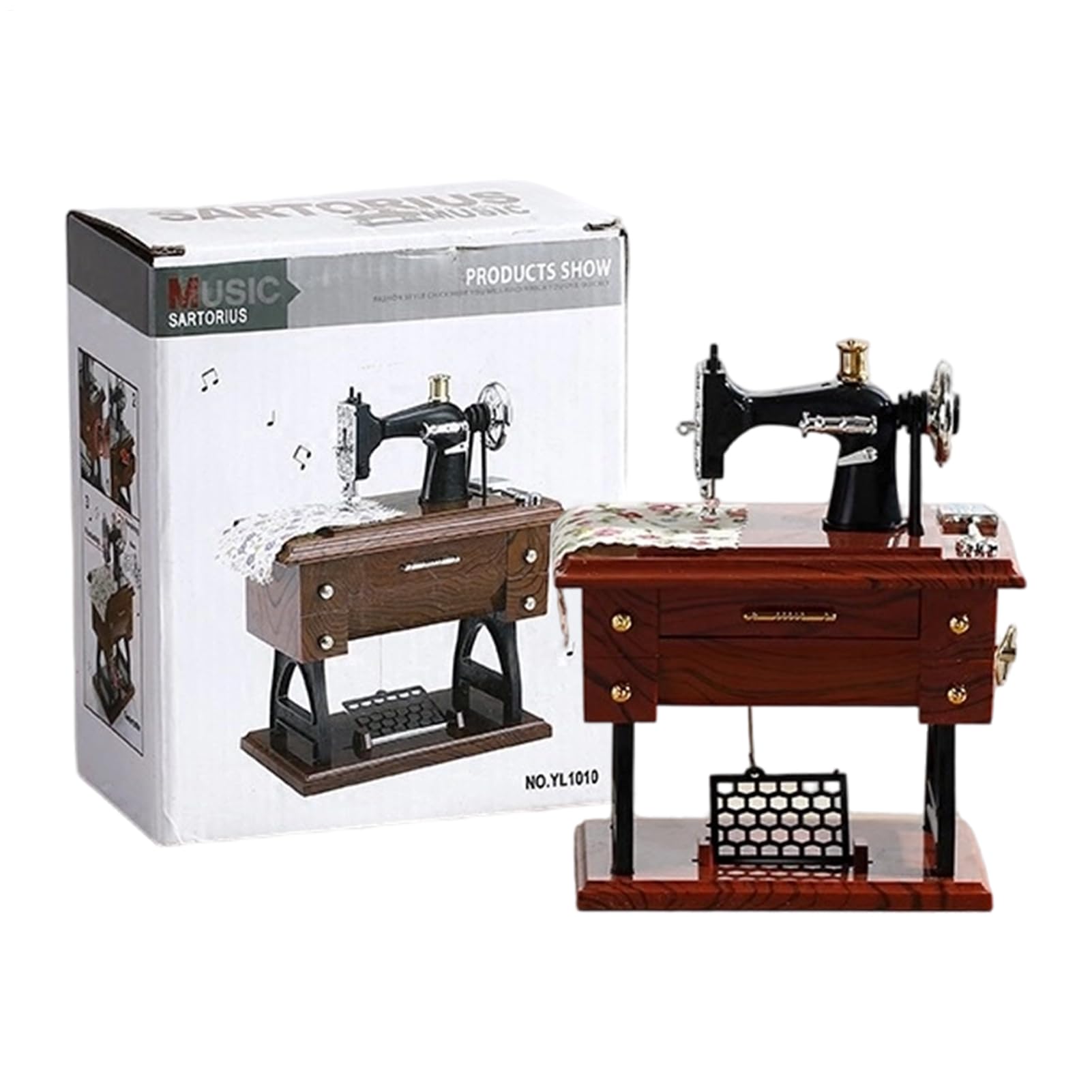 Sewing Machines Mini Music Box - Mat Sewing Machine Decoration | Decorative Music Box Ornament for Winding Up for Wedding, Party, Gathering, Home Office, Bedroom, Desk, Workshop, Studio
