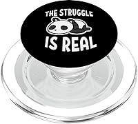 Vista 8 de Lazy Panda The Struggle Is Real Funny Panda PopSockets - Agarre y soporte para teléfonos y tabletas, Negro