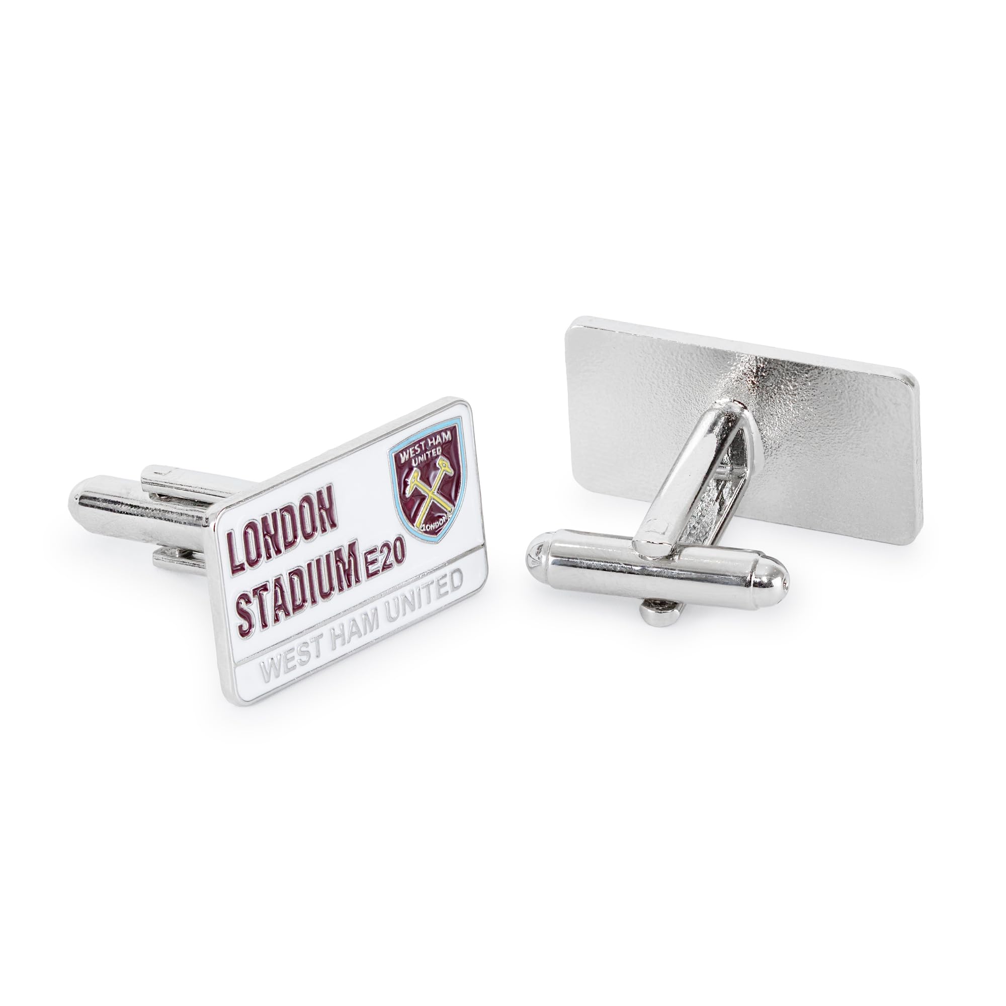 The Gift Scholars West Ham United FC Street Sign Cufflinks for Men, Silver Plated, Swivel Clasp, with Presentation Box