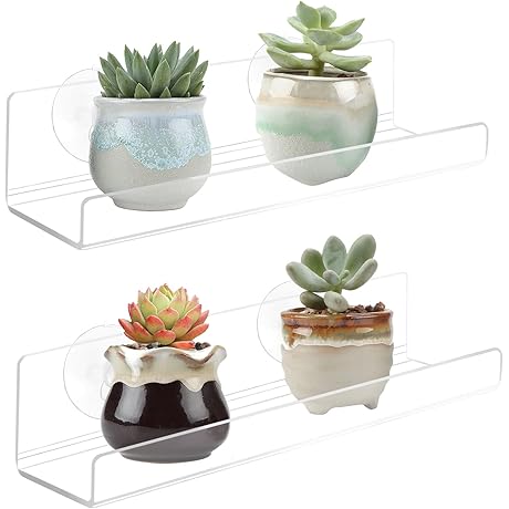 Clear Acrylic Window Shelf for Plants, 9-Inch No Drilling Indoor Display