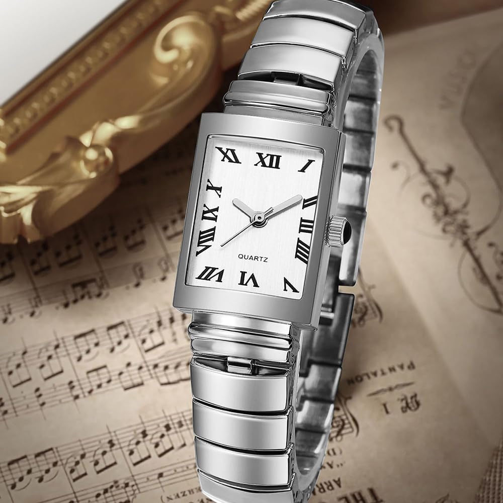 Fashion Watch for Womens Rectangular Watch Ladies Stainless Steel Waterproof Analog Quartz Watches, Adjustment Tool Included - Image 2