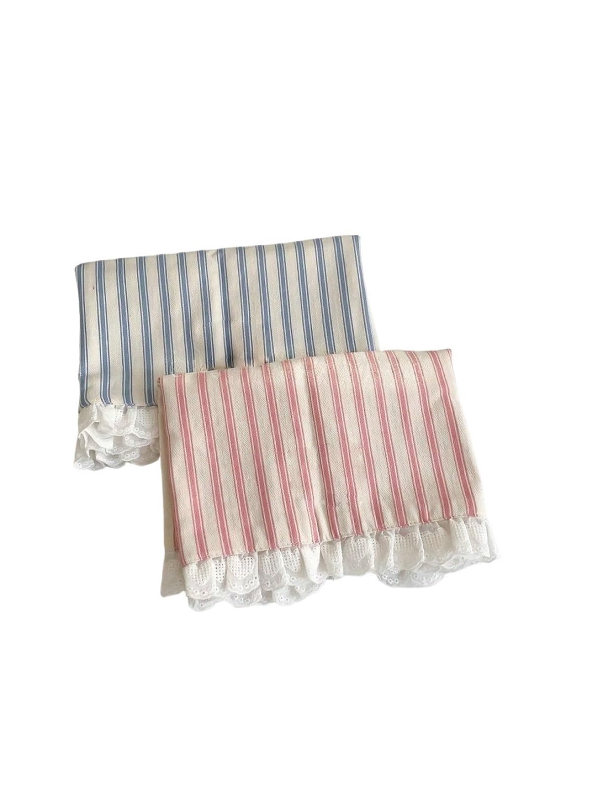 Place Mats for Table 2pc 35x45cm Stripe Lace Ruffle Placemat Cute Table Decor For Kitchen Dining Room Breakfast Party Napkin(A,10pc)