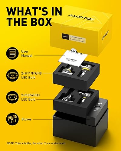 Miniatura 6 de AUXITO Bombillas LED 9005HB3 H11H8H9, 50000LM brillante 6500K blanco frío, 120 W, sin ventilador, paquete de 4
