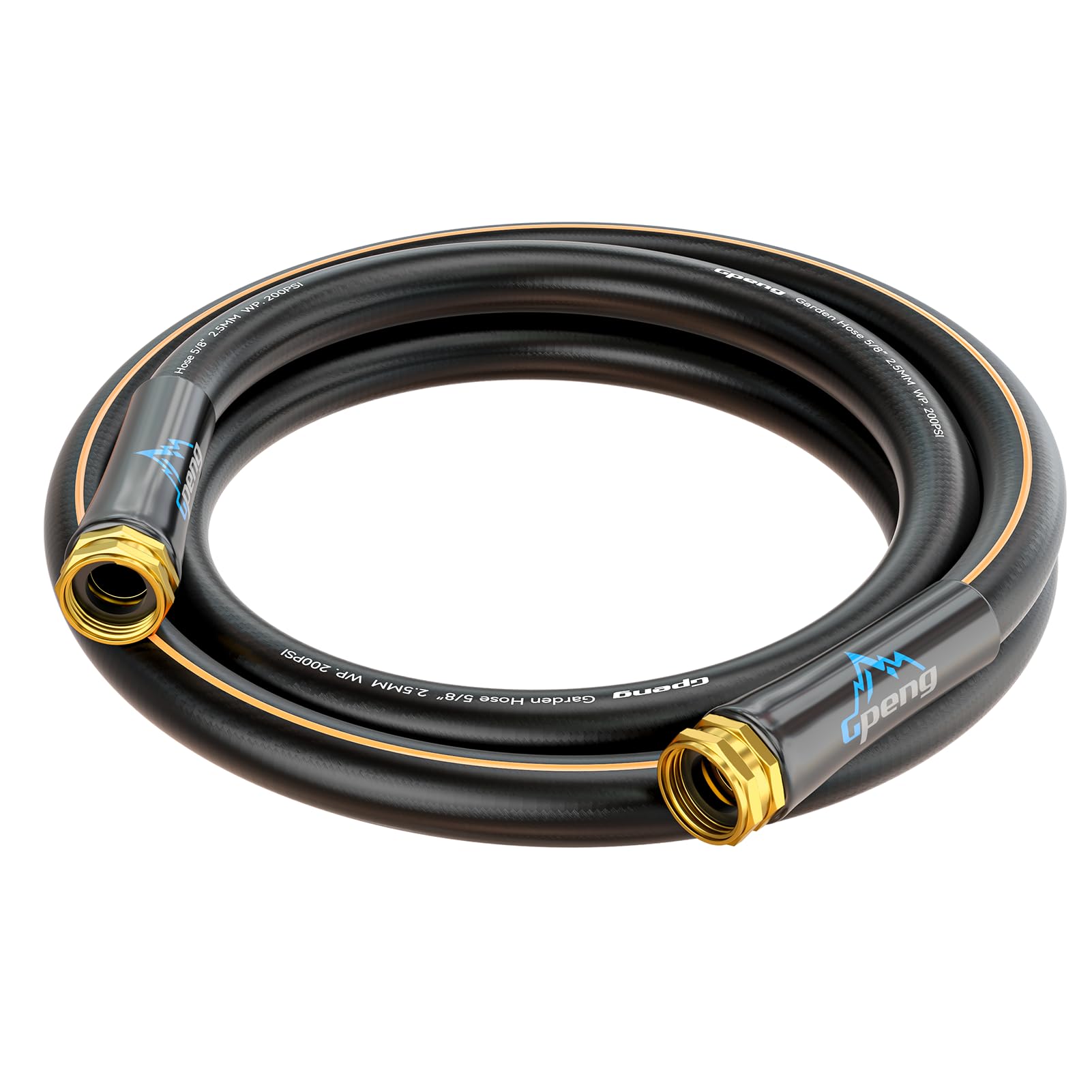 Non-Expandable Leader Hose 10ft x 5/8", Short Garden Hose, Rubber Water Hose, Heavy Duty, No Kink, Flexible Garden Hose with Swivel Handle, Female to Female Fittings, Burst 600 PSI, Without Nozzle