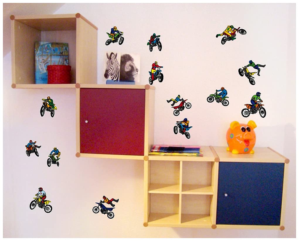 Motorrad Wandaufkleber - Motocross Silhouette Vater & Sohn, Deko Für Kinderzimmer & Wohnung