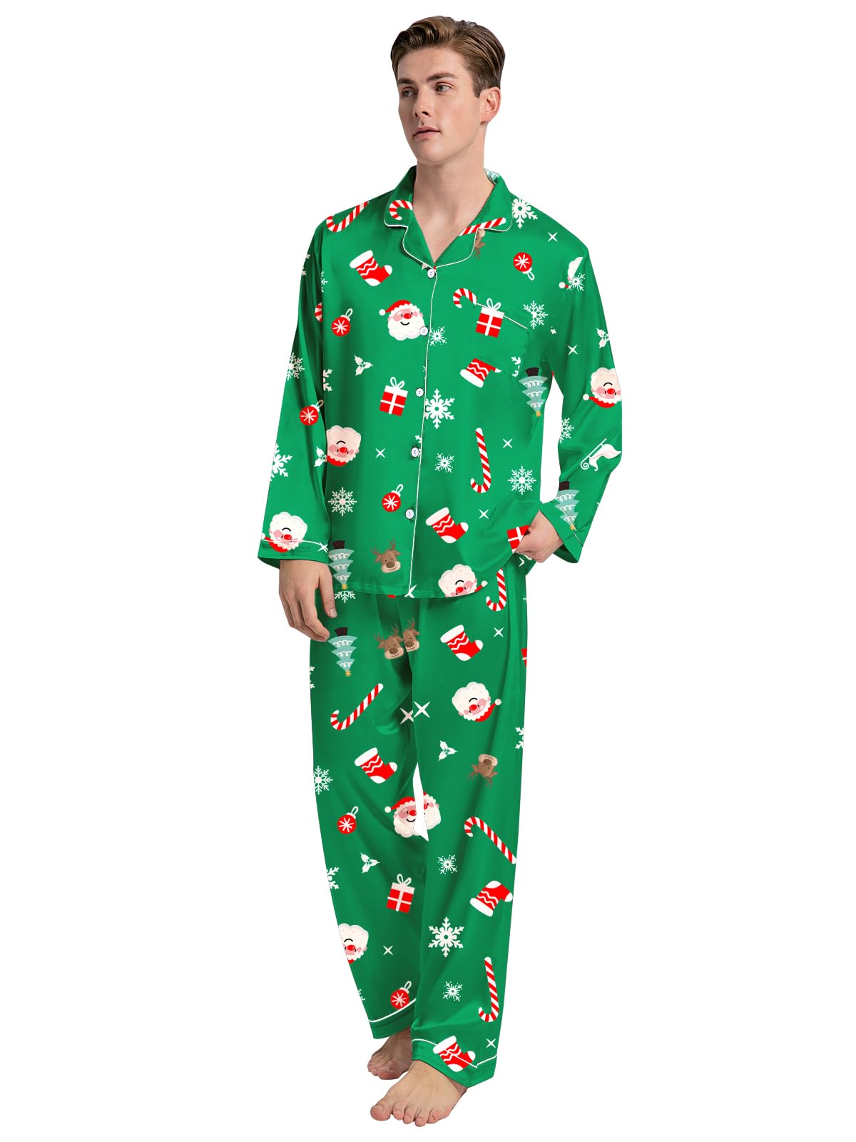 Snapklik.com : Schbbbta Christmas Family Pajamas Matching Sets Silk ...