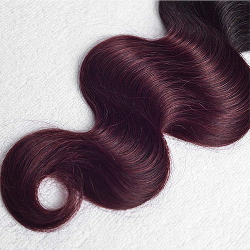 Miniatura 5 de Ombre 1b99j 2 tonos negro a vino tinto 1b Borgoña Cuerpo onda 3 paquetes 12 14 16 pulgadas 1b99j brasileña Virgen Cabello humano paquetes completo