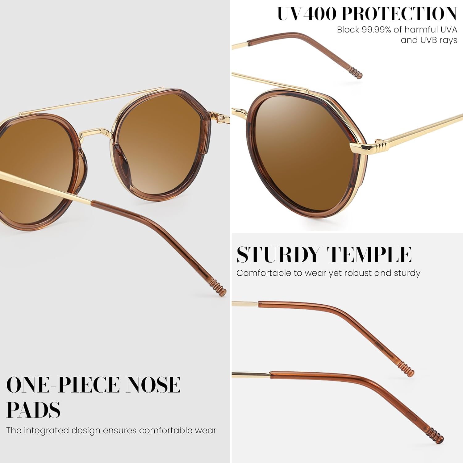 Retro Tangle Free Aviator Sunglasses for Women Trendy Round Frame 2026 Fashion Designer lady Shades - Image 4