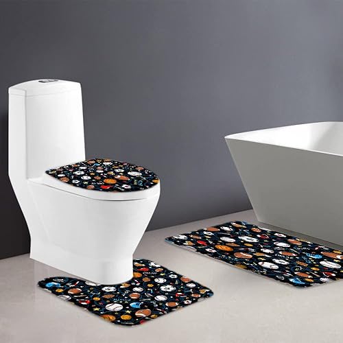 Miniatura 2 de Tapete de baño deportivo de 3 piezas, tapete de baño de baloncesto para niños, tapete de baño, suelo de ducha, béisbol, fútbol, hockey, estrella,