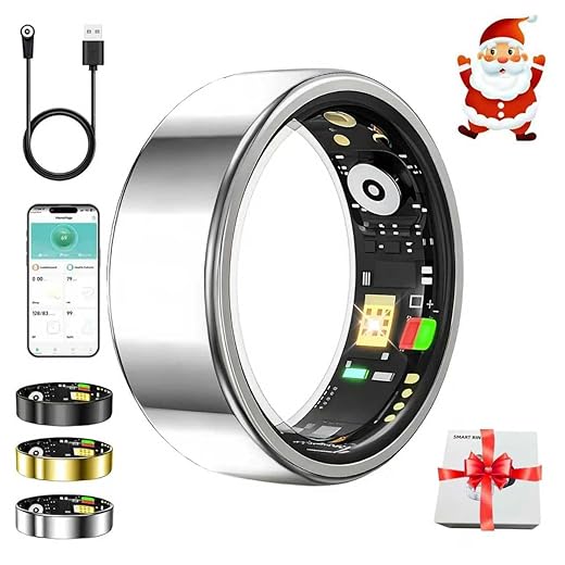 White Elephant Gifts,Smart Ring,Gifts Christmas for Women Men - Sleep Monitoring/Blood Oxygen/Motion Tracking,Waterproof & No Subscription Required,Gifts for Mom Dad Boyfriend Her Him Silver 10
