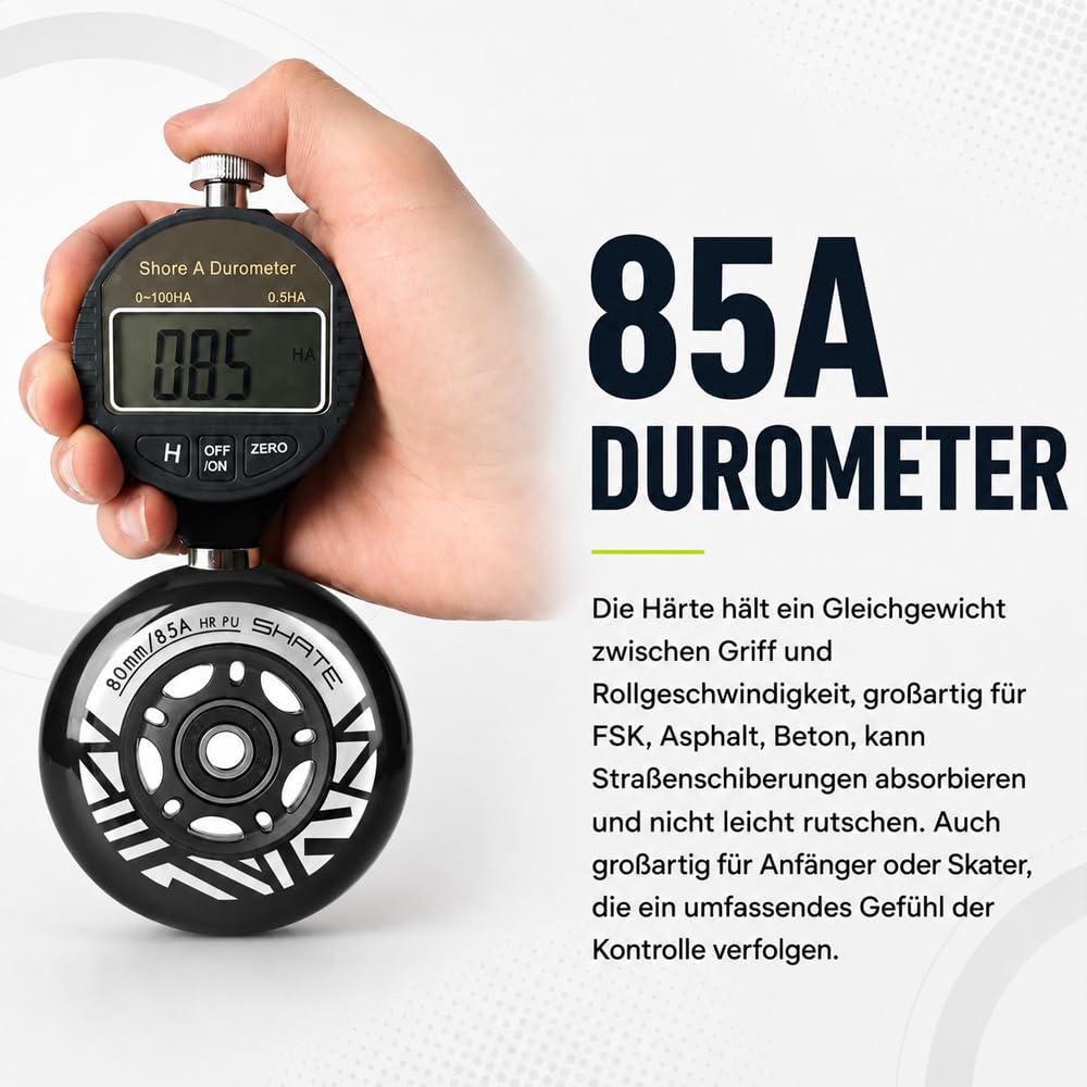 Inline Skate Rollen 80mm 76mm 72mm - 8 Stück Inline Skate Räder 85a inliner rollen mit kugellager ABEC9 | Inliner Skate Räder für K2 Hudora Gonex Apollo (B Silber, A 80MM)