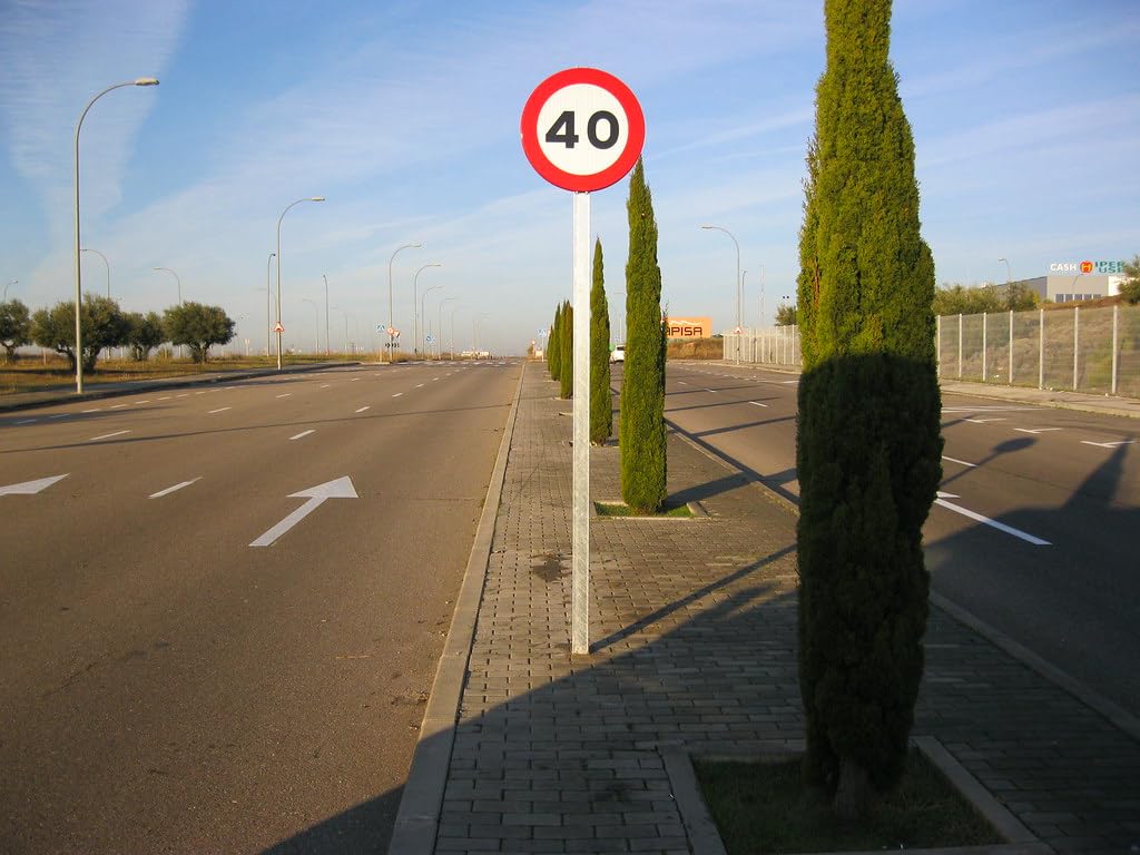 FERRETELIX® Señal Metálica Homologada Tipo MOPU 60 cm Reflectante N1 Velocidad máx 40 R-301