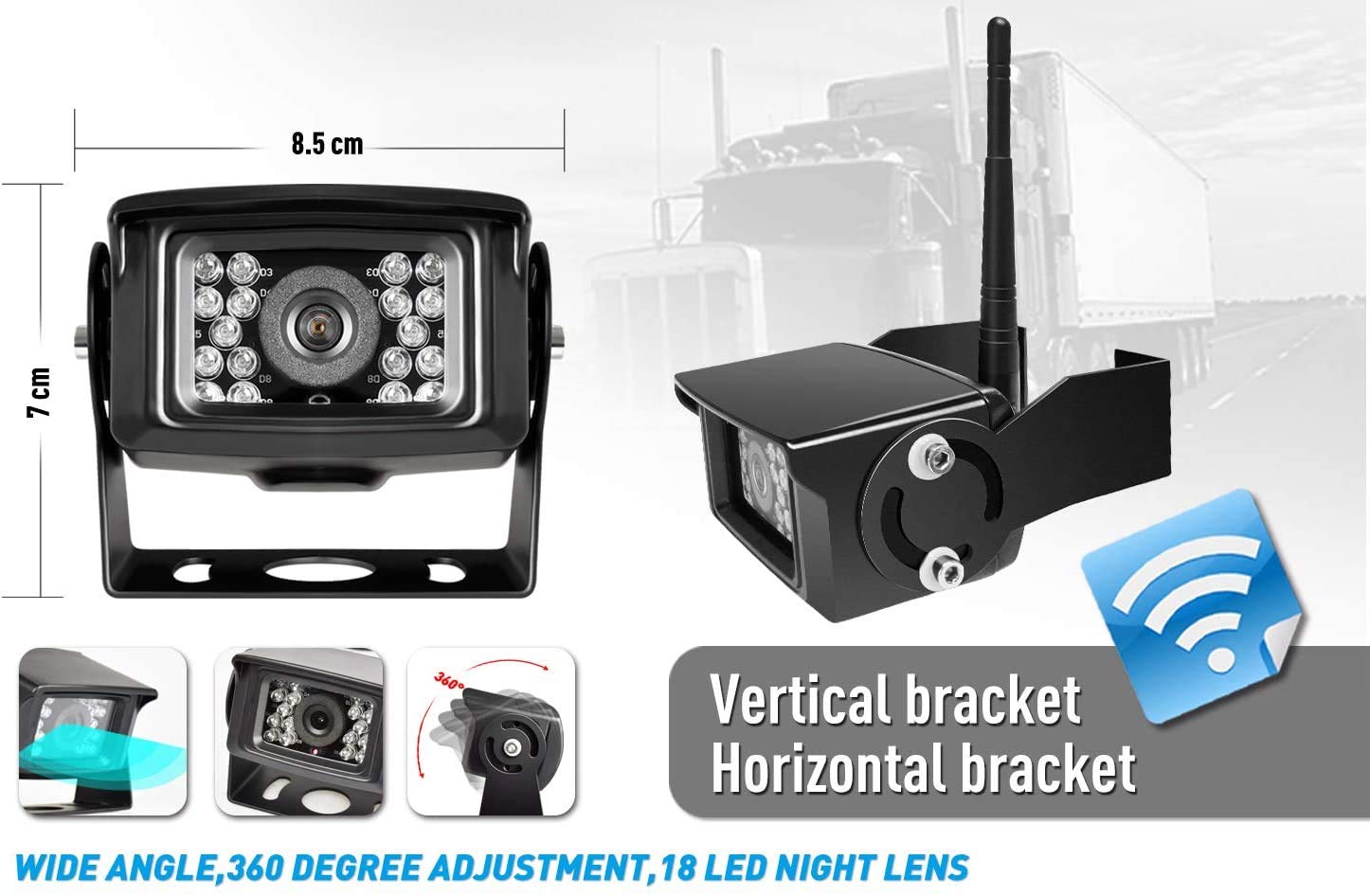 Wireless RV Backup Camera System,7 Inch Split Monitor