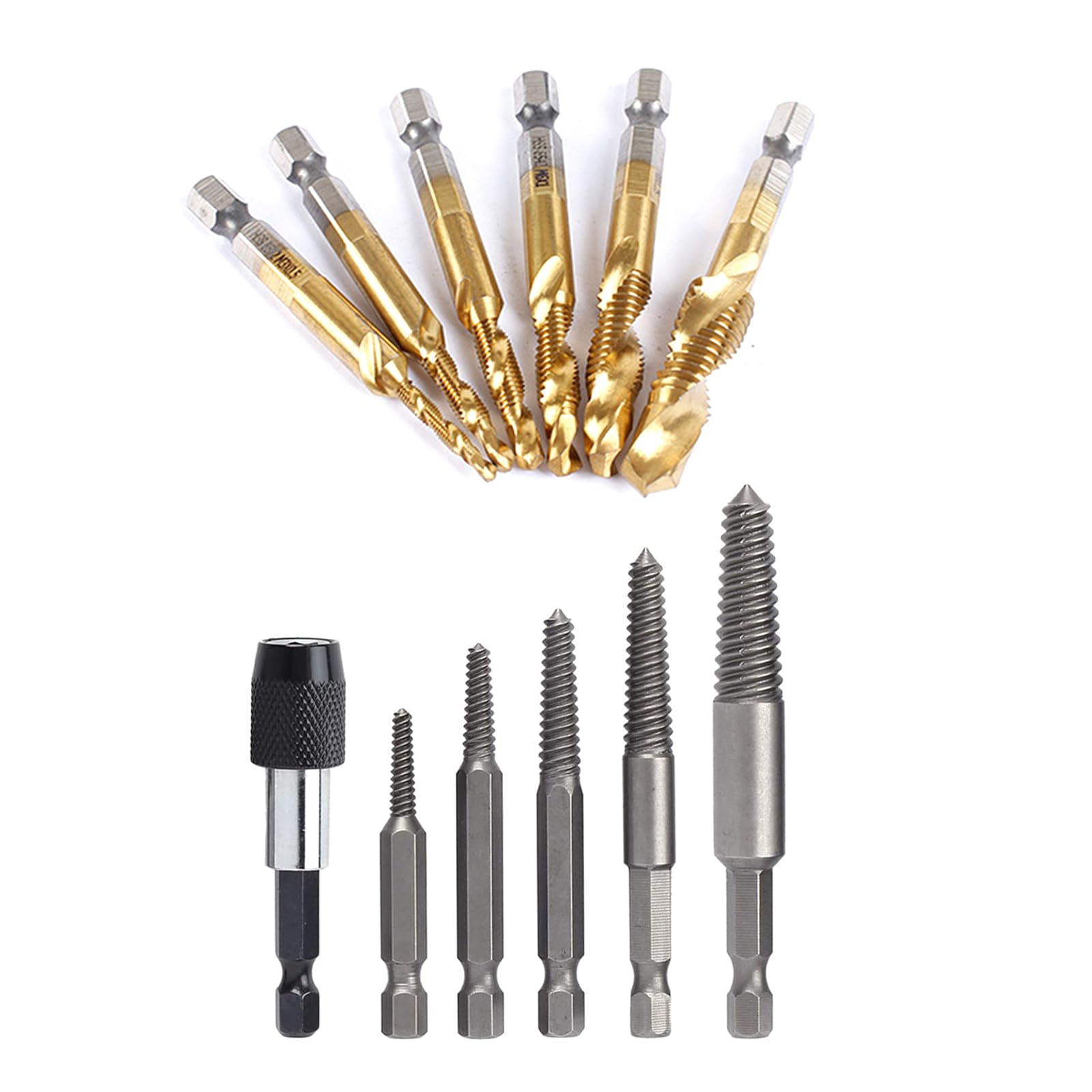 Yhplxyuus 15Pcs Bolt Remover Screw Extractor Screw Remover Drill Bit With Shank And Spanners For/Damaged Bolt Studs Steel