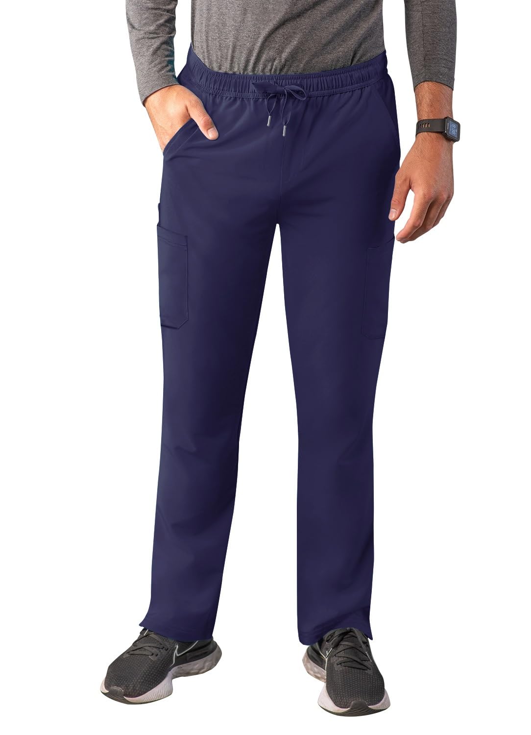 Adar Addition Scrubs for Men - Slim Leg Cargo Drawstring Scrub Pants - A6106 - Navy - S